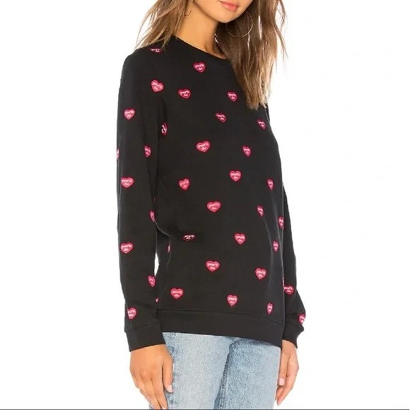 Zoe Karssen You'll Do Heart Sweatshirt in Moonless Night Black Size S NWT $155 - Picture 2 of 8